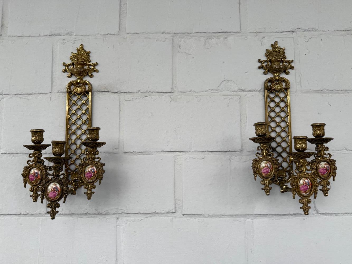 Louis XVI style Pair of wall candle holders.